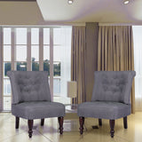 vidaXL 2X Fauteuils en Style Français Tissu Gris Chaises de Salon Maison