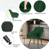 WOLTU Chaise Salle à Manger, Fauteuil Salon, Chaise Scandinave, Chaise de Cuisine en Velours, Assis Rembourré avec Accoudoirs et Dossier, Pieds en Métal, Vert Foncé, BH352dgn-1