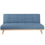 marcKonfort Canape lit Clic Clac 3 Places RIMEN Bleu tapissé en tisu 100% Polyester, Pieds en Bois