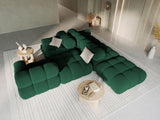 MICADONI Canapé Modulable Droit en Velours, Bellis, 4 Places, Vert Bouteille, 282x94x63 Fabriqué en Europe