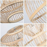 RENYAFEI Style Pastoral Rotin Lustre Osier Rotin Suspension Sphérique Lampe en Osier Naturel pour Chambre Balcon Salon De Thé E27 (sans Source De Lumière) 40 * 42Cm