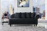BHDesign Marie - Meridienne Moderne Antique - Velours - Coloris Noir
