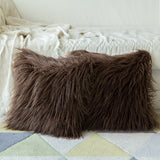 MIULEE Lot de 2 Housse de Coussin de Canapé en Fausse Fourrure Deluxe Décoratif Maison Chambre Lit Super Doux Peluche Mongolie Taie d'oreiller 45X45cm Chocolat