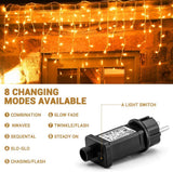Guirlande Led, Avoalre Guirlande Lumineuse Rideau 220V 1M(W) x2M(H) Blanc Chaud 12 Etoilés 138 LEDs Décoration de Mur ou Fenêtre pour Mariage, Noël, Vacances, Fêtes, Maison