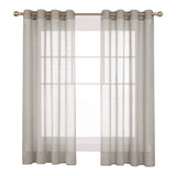 Doconovo Lot de 2 Rideaux Voilages Effet Lin à Oeillets pour Chambre 140x180 cm Lin