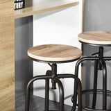 FURNITURE-R France Lot de 2 Tabourets de Bar Industriel Vintage Tabourets de Bar Dessus en Chêne Tabouret et Métal Style Hauteur Réglable Pivotant