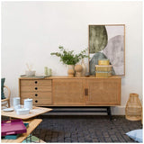 Robin des bois - Buffet Enfilade Chêne, 2 Portes cannées, 2 tiroirs, LALALA, 180 cm