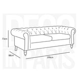 DecoInParis Canapé Chesterfield 3 Places en Velours Winston (Bleu)