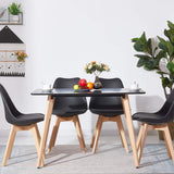 EGGREE Chaises Salle à Manger Scandinaves Lot de 4 Chaises de Cuisine, Rétro Tulip Rembourrée Chaise de Salle de Bureau, Pieds en Bois de Hêtre Massif, Noir