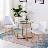 EGGREE Chaises Salle à Manger Scandinaves Lot de 4 Chaises de Cuisine, Rétro Tulip Rembourrée Chaise de Salle de Bureau, Pieds en Bois de Hêtre Massif, Blanc