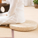Tapis de pouf de sol, fabriqué à la main, respectueux de l'environnement, rembourré en paille tricotée