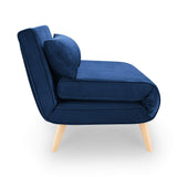 DecoInParis Banquette Convertible 2 Places en Velours Tonka (Bleu)