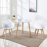 H.J WeDoo Lot de 2 Chaise Salle à Manger, Fauteuils Scandinave de Chaise latérale Design rétro avec Jambe de Bois de hêtre Massif - Blanc