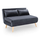 DecoInParis Banquette Convertible 2 Places en Velours Tonka (Gris)