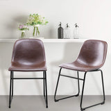 RFIVER Chaise de Salle à Manger de Style Vintage Confortable avec Siège en Cuir PU et Base en Métal Robuste pour Cuisine Salon Lot de 2 Brun BS1003