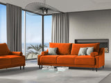 MICADONI Canapé Convertible avec Coffre De Rangement Rutile, 3 Places, Orange, Velours