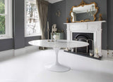 Little Tulip Shop Table Ovale en marbre de Carrara Blanc 170 x 110 cm - 6 chaises latérales Tulipes