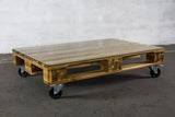 Ikone Table Basse en Bois d'acacia de Haute qualité avec Plateau en Verre et roulettes (Transparent)