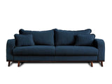 Lisa Design - Billie - canapé 3 Places - Convertible avec Coffre - en Velours côtelé - Bleu Ardoise