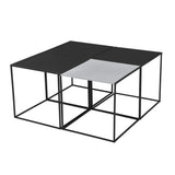 [en.casa] Set de 4 Tables Basses de Salon en Métal Style Industriel avec Étagère de Rangement 4 x 45 x 45 x 45 cm Noir et Gris