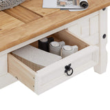 IDIMEX Table Basse de Salon Campo rectangulaire en Bois Style Mexicain avec 1 tiroir, en pin Massif lasuré Blanc et Brun