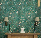 Blooming murale vintage Fleur arbres Oiseaux papier peint pour salon Chambre à coucher de cuisine, 57, à ft. carré Vert émeraude