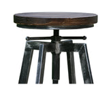 Tabouret de Bar Réglable YAKO 2 Design Luxe Loft Vintage Industriel Gris Brossé Métal & Bois