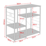 WOLTU RGB9324dc Étagère de Cuisine Étagère de Micro-Ondes en métal et Bois avec 5 Tablettes 90 x 40 x 83,5 cm, Noir + Hêtre Foncé