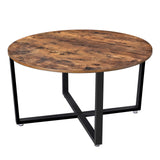 VASAGLE Table Basse Ronde, Table de Salon, Style Industriel, Cadre Métallique Durable, Facile à Assembler, pour Salon, Chambre à Coucher, Marron Rustique LCT88X