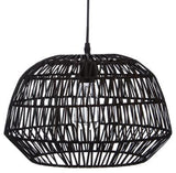 PEGANE Suspension Design en rotin et Fer Coloris Noir - Dim : D 38 x H 32 cm