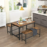 VASAGLE Bancs de Salle à Manger, Lot de 2, Siège pour Cuisine, Style Industriel, 108 x 32,5 x 50 cm, Cadre Métallique Durable, pour Cuisine, Salle à Manger, Salon, Marron Rustique KTB33X