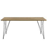 [en.CASA] Table à Manger Table de Salle à Manger Table de Cuisine Table de Bureau pour 6 Personnes Acier revêtu par Poudre MDF furniert 178cm x 78cm x 77cm Effet Bois