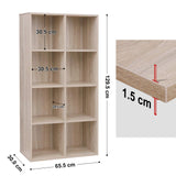 VASAGLE Bibliothèque en bois, Étagère à 4 Niveaux, 8 Compartiments, Armoire, Placard, Maison, Bureau, Couleur chêne clair LBC24NL