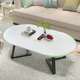 Y-CJ Table d'appoint Moderne de Salon de Table Basse en Bois Ovale pour Petits espaces, Meubles de Salon, Table pour Espace d'attente, Tables d'extrémité 100x50x45cm