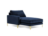 Kooko Home Velours Méridienne Gauche, Poeme, 1 Place, Bleu Foncé, 160x104x90
