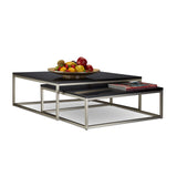 Relaxdays Table basse en bois lot de 2 FLAT HxlxP: 27,5 x 75 x 75 cm tables gigognes salon, noir