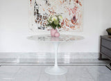 Little Tulip Shop Table Tulipe Circulaire en marbre Carrara Blanc 120 cm