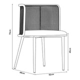 [en.casa] Lot de 2 Chaises de Salle à Manger Cuisine Design Siège Simili Dossier Rotin Pieds en Métal 75 x 52 x 49 cm Marron Effet Bois
