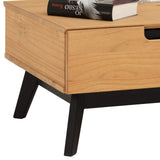 IDIMEX Table Basse Tibor Style scandinave Design Vintage Nordique Table de Salon rectangulaire avec 2 tiroirs et 2 niches, en pin Massif Finition Bois Naturel teinté