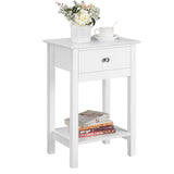Yaheetech Table de Chevet en Bois Blanc Bout de Canapé Table d'Appoint avec 1 Tiroir et 1 Étagère 40 x 30 x 60 cm pour Entrée Chambre Salon