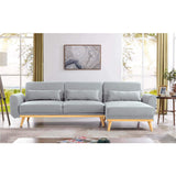 Mobilier Deco Canapé D'Angle Scandinave Convertible Et Réversible en Tissu Gris - Pita
