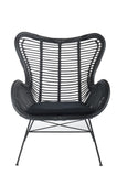 Chaise en rotin et métal noir + coussin