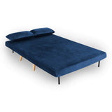 DecoInParis Banquette Convertible 2 Places en Velours Tonka (Bleu)