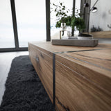 lukmebel Onyx Loft Table Basse Chêne Flagstaff Résistant Très Durable 104x60x41,5 Système Push-to-Open sur Pieds Métal