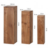 FineBuy Tables gigognes Ensemble Trois pièces Bois Massif Acacia 24,5 x 85 x 24,5 cm | Table d'appoint Style Maison de Campagne | Meubles en Bois Table Basse | Table de Salon colonnes décoratives
