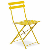 Salon de Jardin bistrot Pliable - Emilia carré Jaune - Table 70x70cm avec Deux chaises Pliantes, Acier thermolaqué