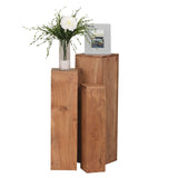 FineBuy Tables gigognes Ensemble Trois pièces Bois Massif Acacia 24,5 x 85 x 24,5 cm | Table d'appoint Style Maison de Campagne | Meubles en Bois Table Basse | Table de Salon colonnes décoratives