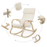 SONGMICS Fauteuil à Bascule en Bois de Bouleau, Chaise berçante, avec Oreiller, Housse en Coton, Capacité de Charge 120 kg, Beige LYY30M