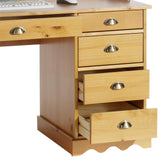 IDIMEX Bureau Colette Rangement avec 5 tiroirs et Plateau avec corniche, en pin Massif lasuré Couleur Miel