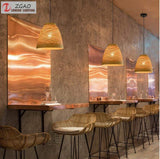 Xungzl Lampe en rotin Creative tissé à la Main Lustre Rural rétro Restaurant Bamboo Chambre Lampe Balcon étude rotin personnalité Lustre Ferme Le Restaurant Maison de thé Lustre éclairage E27